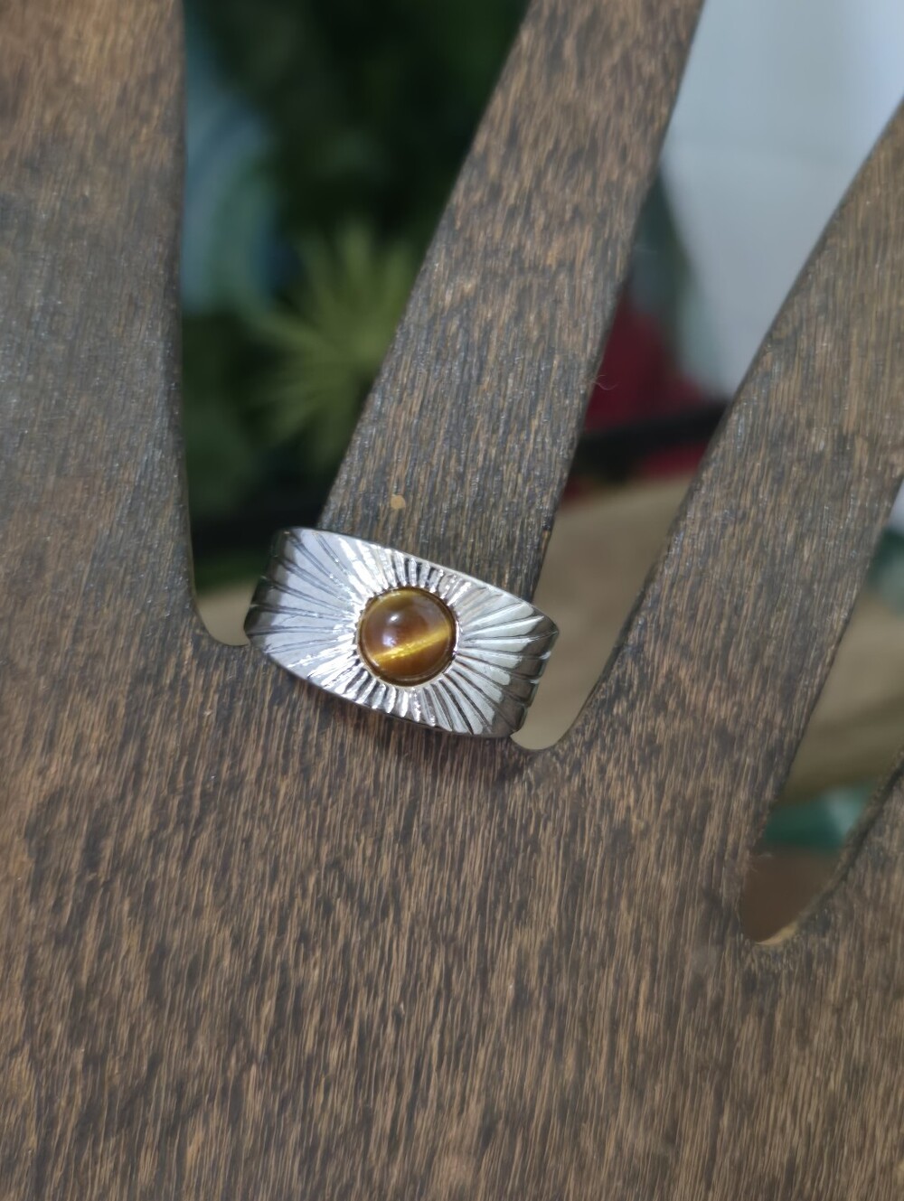 4/$15 Boho Western Tiger Eye Style Adjustable Statement Ring | Vintage Earthy